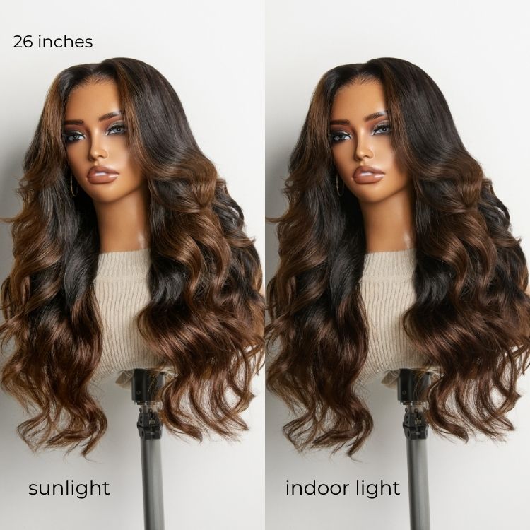 Tiktok Exclusive Deal | NatureMAX 200% Density Ombre Brown / Natural Black Loose Wave Glueless 13x6 / 13x4 HD Lace Front Wig Pre-Cut Lace Flexi-Fit Drawstring Cap