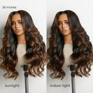 Tiktok Exclusive Deal | NatureMAX 200% Density Ombre Brown / Natural Black Loose Wave Glueless 13x6 / 13x4 HD Lace Front Wig Pre-Cut Lace Flexi-Fit Drawstring Cap