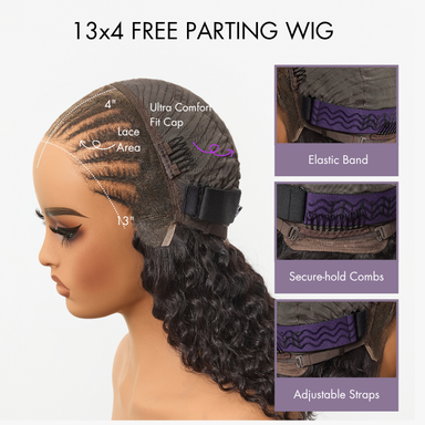 New Customers Only | Readitress Knotless Fulani Braids Deep Wave Glueless Ear-to-ear 13x4 Frontal HD Lace Wig Human Hair