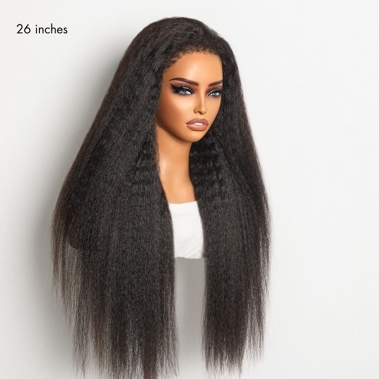 Halo Hair Style All-Day Comfort Wig 4C Kinky Edges Kinky Straight Glueless 7x6 Closure HD Lace Human Hair Wig Pre-Cut Lace