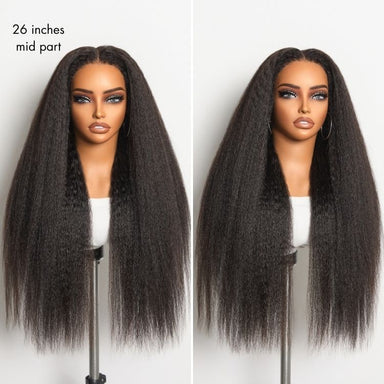 Halo Hair Style All-Day Comfort Wig 4C Kinky Edges Kinky Straight Glueless 7x6 Closure HD Lace Human Hair Wig Pre-Cut Lace