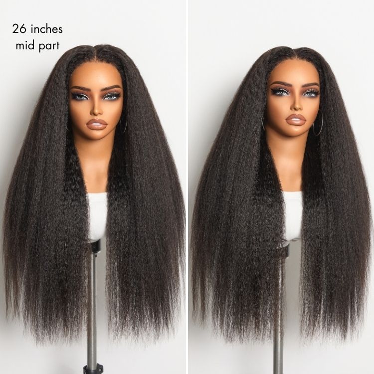 Halo Hair Style All-Day Comfort Wig 4C Kinky Edges Kinky Straight Glueless 7x6 Closure HD Lace Human Hair Wig Pre-Cut Lace