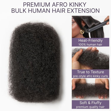Readitress Afro Kinky Bulk Human hair for Dreadlock Extensions, Repair Locs, Twists and Braids