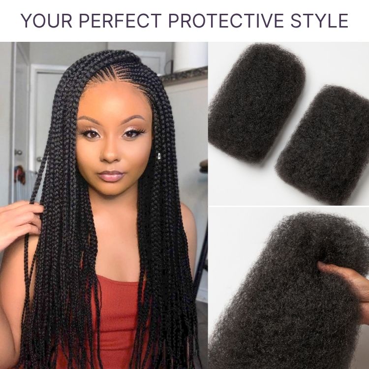 Readitress Afro Kinky Bulk Human hair for Dreadlock Extensions, Repair Locs, Twists and Braids