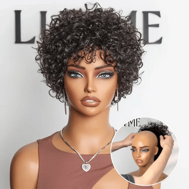 Melted Hair 100% Natural Black Curly Wig Glueless Wig – Style 7418
