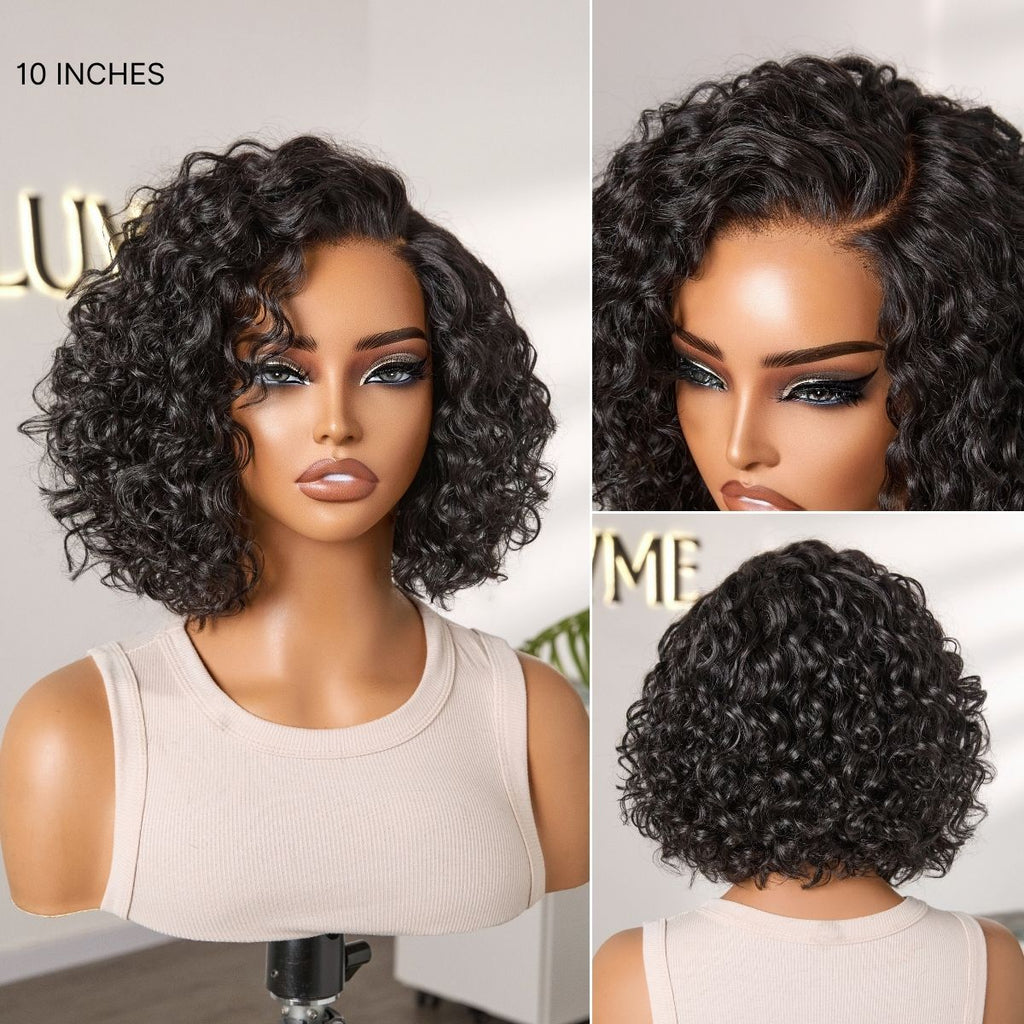Tiktok Exclusive Deal | Ready to Go Water Wave Short Curly Bob Wig Glueless Minimalist HD Lace Wig Pre-Cut Lace