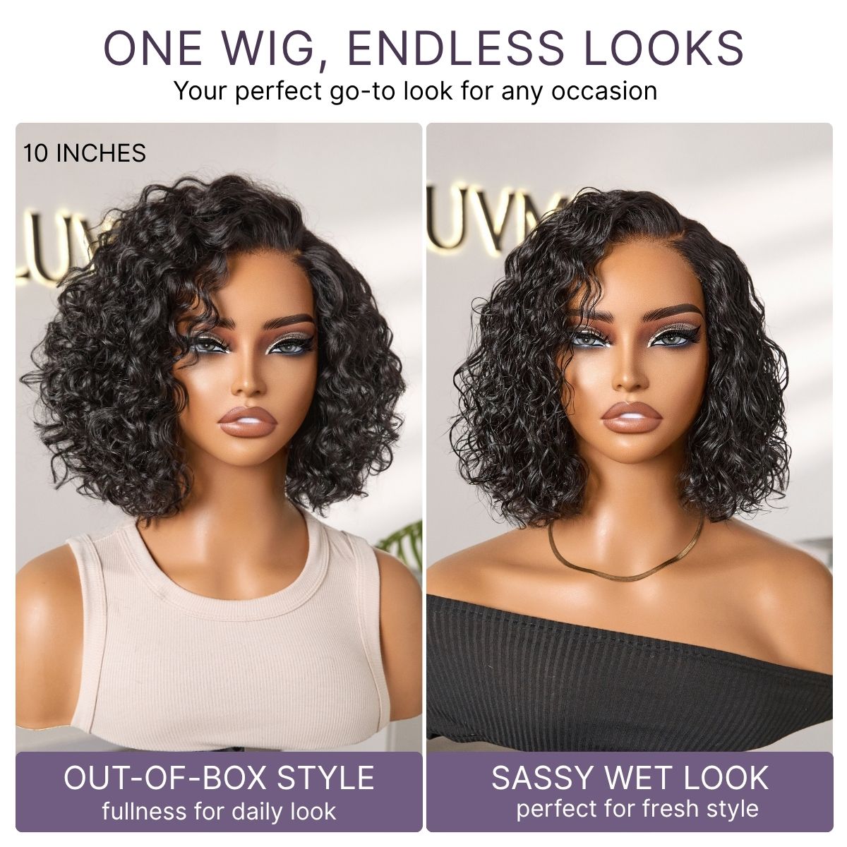 Tiktok Exclusive Deal | Ready to Go Water Wave Short Curly Bob Wig Glueless Minimalist HD Lace Wig Pre-Cut Lace