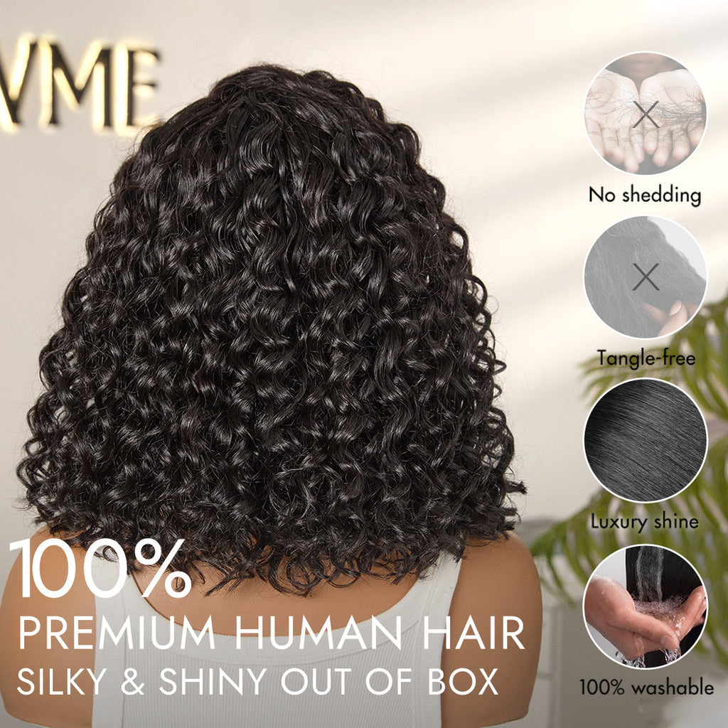 Tiktok Exclusive Deal | Ready to Go Water Wave Short Curly Bob Wig Glueless Minimalist HD Lace Wig Pre-Cut Lace