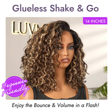 Tiktok Exclusive Deal | Ready to Go Blonde Highlight / Natural Black / Ombre Brown Water Wave Short Curly Bob Wig Glueless Minimalist HD Lace Wig Pre-Cut Lace
