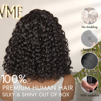 New Customers Only | Ready to Go Blonde Highlight / Natural Black  / Ombre Brown Water Wave Short Curly Bob Wig Glueless Minimalist HD Lace Wig Pre-Cut Lace