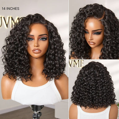 New Customers Only | Ready to Go Blonde Highlight / Natural Black  / Ombre Brown Water Wave Short Curly Bob Wig Glueless Minimalist HD Lace Wig Pre-Cut Lace