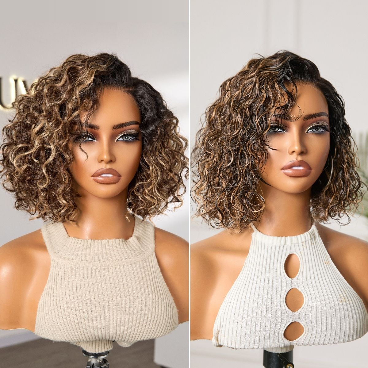 Tiktok Exclusive Deal | Ready to Go Water Wave Short Curly Bob Wig Glueless Minimalist HD Lace Wig Pre-Cut Lace