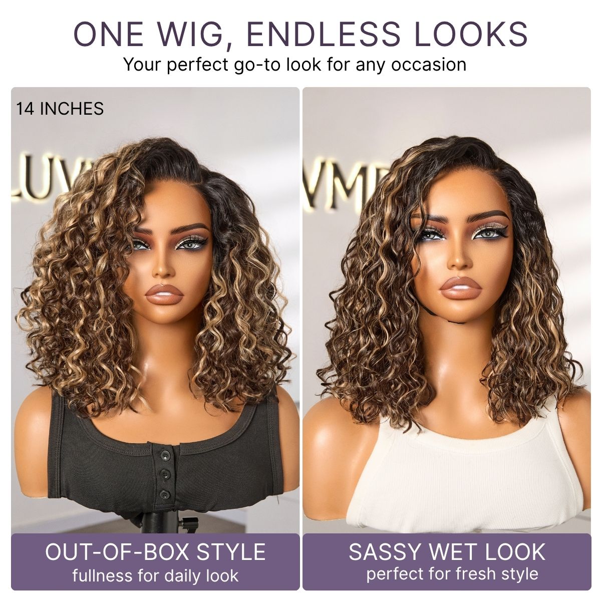 Tiktok Exclusive Deal | Ready to Go Blonde Highlight / Natural Black / Ombre Brown Water Wave Short Curly Bob Wig Glueless Minimalist HD Lace Wig Pre-Cut Lace