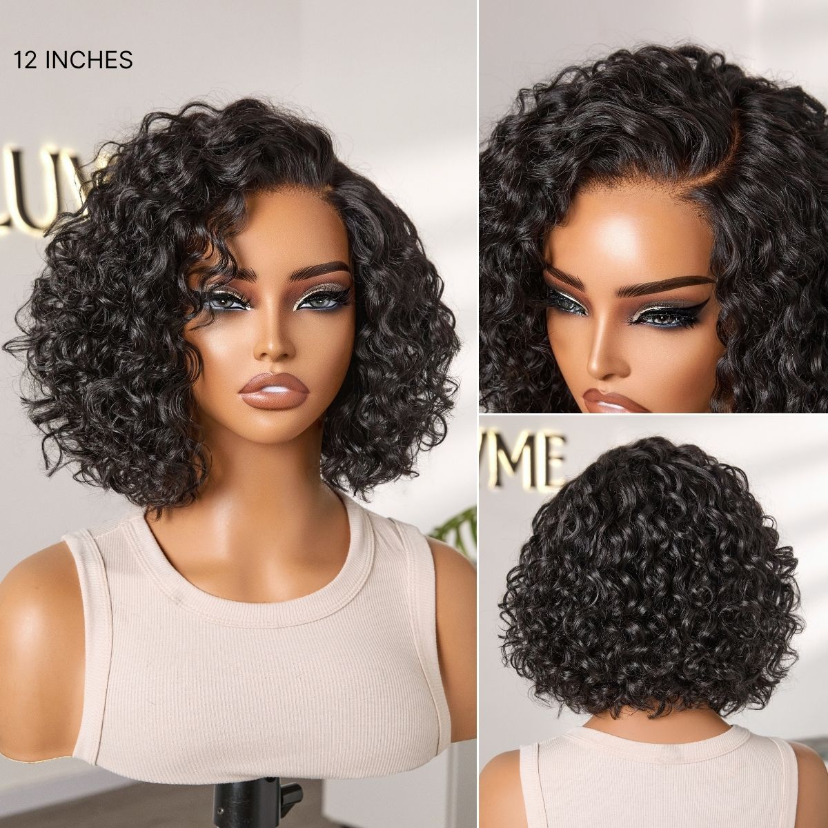 Tiktok Exclusive Deal | Ready to Go Blonde Highlight / Natural Black / Ombre Brown Water Wave Short Curly Bob Wig Glueless Minimalist HD Lace Wig Pre-Cut Lace
