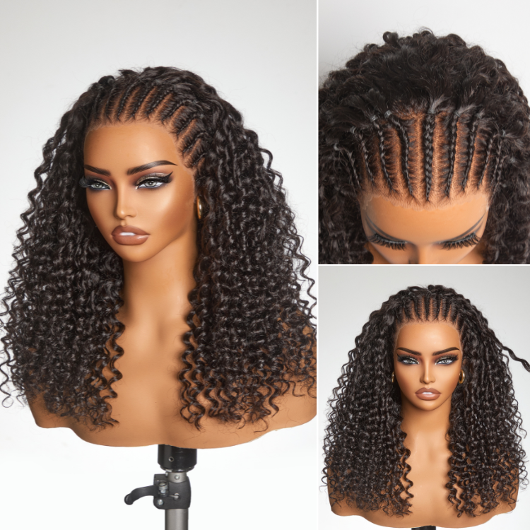 New Customers Only | Readitress Knotless Fulani Braids Deep Wave Glueless Ear-to-ear 13x4 Frontal HD Lace Wig Human Hair