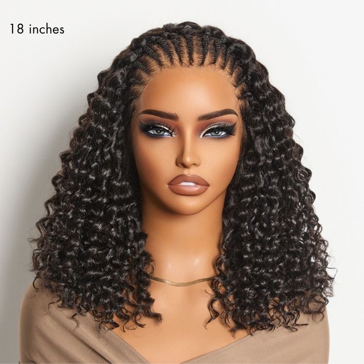 New Customers Only | Readitress Knotless Fulani Braids Deep Wave Glueless Ear-to-ear 13x4 Frontal HD Lace Wig Human Hair