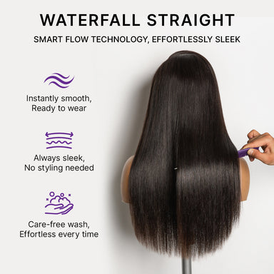 New Customers Only | Halo Hair Style All-Day Comfort Wig 180% / 250% Density Bone Straight with Baby Hair PartingMax Glueless 7x6 Closure HD Lace Wig Pre-Cut Lace