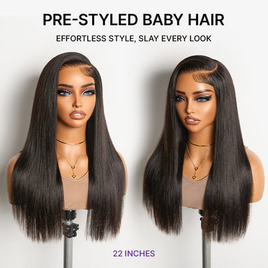 New Customers Only | Halo Hair Style All-Day Comfort Wig 180% / 250% Density Bone Straight with Baby Hair PartingMax Glueless 7x6 Closure HD Lace Wig Pre-Cut Lace