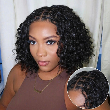 Tiktok Exclusive Deal | Boho Braids Deep Curly Glueless 5x5 Closure Lace with Braided Top Human Hair Wig Pre-Cut Lace
