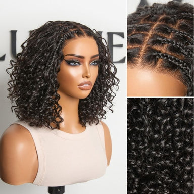 Tiktok Exclusive Deal | Boho Braids Deep Curly Glueless 5x5 Closure Lace with Braided Top Human Hair Wig Pre-Cut Lace