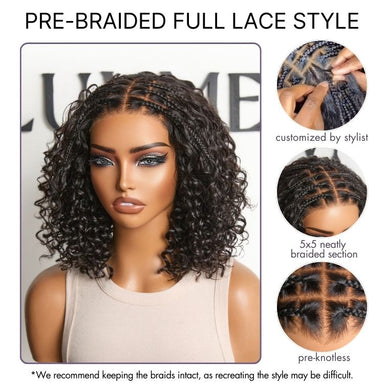 Tiktok Exclusive Deal | Boho Braids Deep Curly Glueless 5x5 Closure Lace with Braided Top Human Hair Wig Pre-Cut Lace