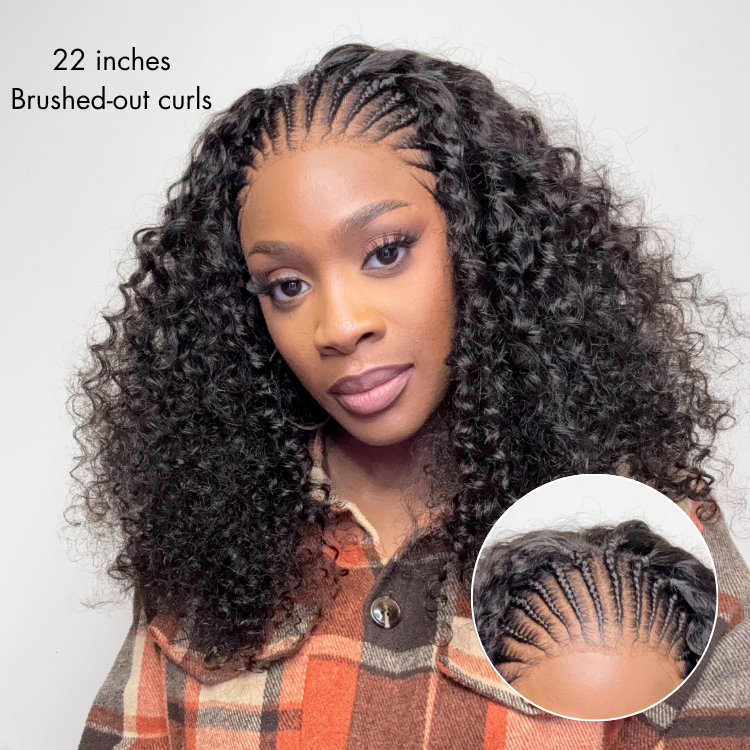 New Customers Only | Readitress Knotless Fulani Braids Deep Wave Glueless Ear-to-ear 13x4 Frontal HD Lace Wig Human Hair