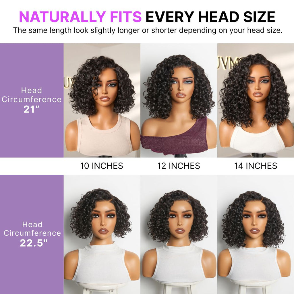 Tiktok Exclusive Deal | Ready to Go Water Wave Short Curly Bob Wig Glueless Minimalist HD Lace Wig Pre-Cut Lace