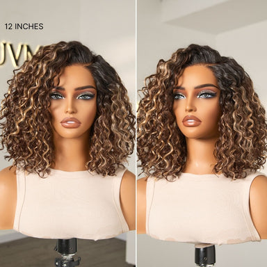 Tiktok Exclusive Deal | Ready to Go Water Wave Short Curly Bob Wig Glueless Minimalist HD Lace Wig Pre-Cut Lace