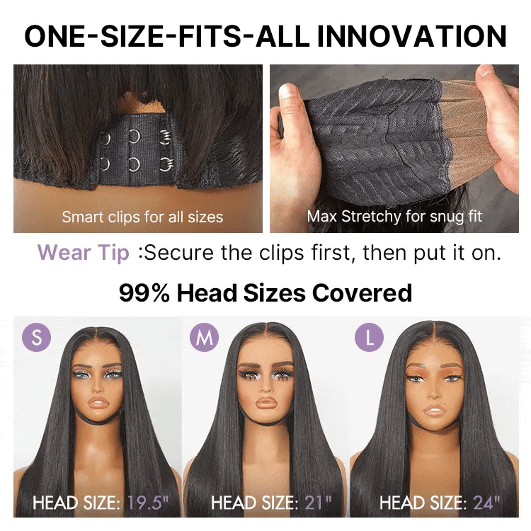 New Customers Only | Halo Hair Style All-Day Comfort Wig 180% / 250% Density Bone Straight with Baby Hair PartingMax Glueless 7x6 Closure HD Lace Wig Pre-Cut Lace
