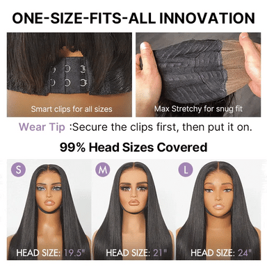 New Customers Only | Halo Hair Style All-Day Comfort Wig 180% / 250% Density Bone Straight with Baby Hair PartingMax Glueless 7x6 Closure HD Lace Wig Pre-Cut Lace