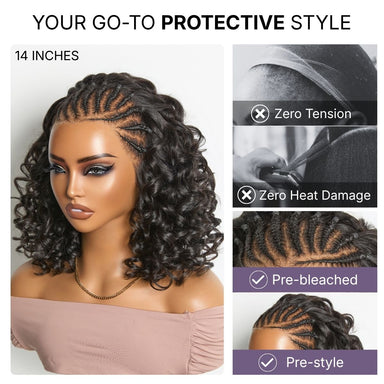 Readitress Chic & Voluminous 180% Density Pre-Braided Bouncy Curly Glueless Ear-to-ear 13x4 Frontal Lace Wig