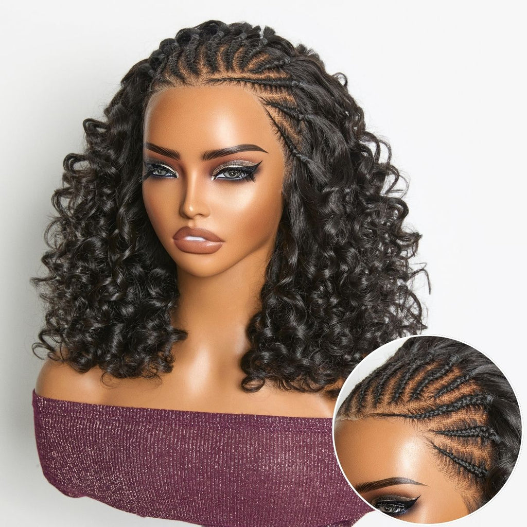 Readitress Chic & Voluminous 180% Density Pre-Braided Bouncy Curly Glueless Ear-to-ear 13x4 Frontal Lace Wig