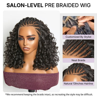 Readitress Chic & Voluminous 180% Density Pre-Braided Bouncy Curly Glueless Ear-to-ear 13x4 Frontal Lace Wig