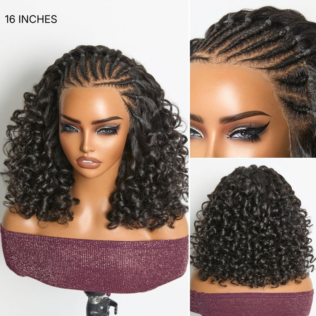 Readitress Chic & Voluminous 180% Density Pre-Braided Bouncy Curly Glueless Ear-to-ear 13x4 Frontal Lace Wig