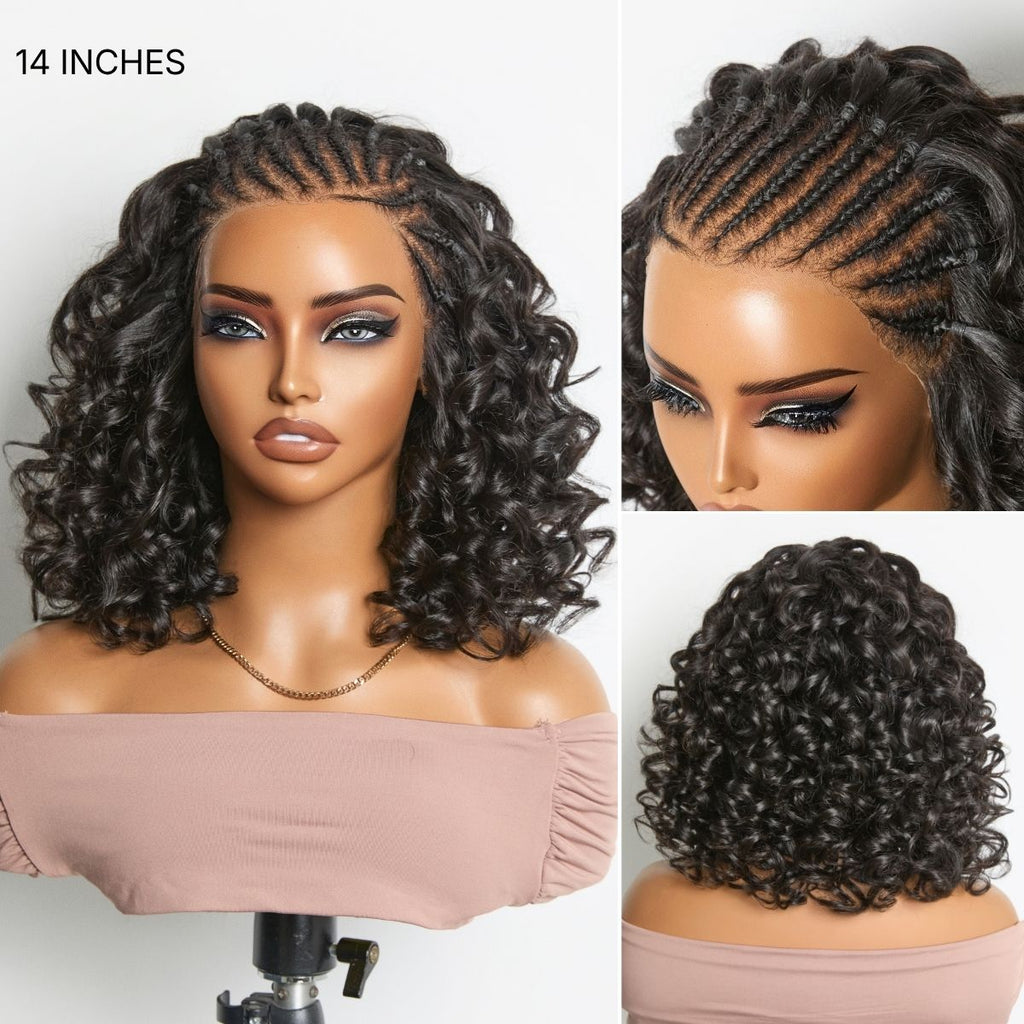 Readitress Chic & Voluminous 180% Density Pre-Braided Bouncy Curly Glueless Ear-to-ear 13x4 Frontal Lace Wig