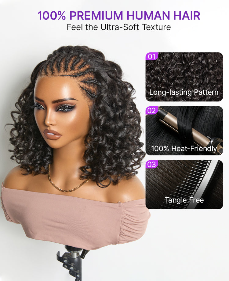 Readitress Chic & Voluminous 180% Density Pre-Braided Bouncy Curly Glueless Ear-to-ear 13x4 Frontal Lace Wig-12