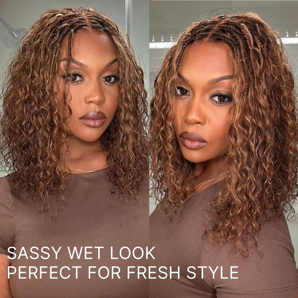 Readitress Boho Braids Deep Curly Glueless 5x5 Closure Lace with Braided Top Human Hair Wig Pre-Cut Lace