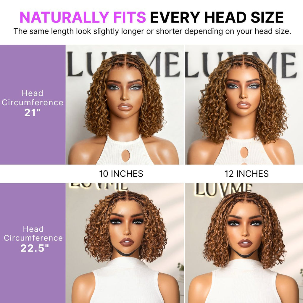 Readitress Ombre Brown Highlight Boho Braids Deep Curly Glueless 5x5 Closure Lace with Braided Top Human Hair Wig Pre-Cut Lace