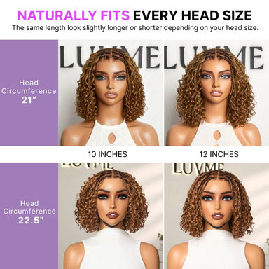 Readitress Ombre Brown Highlight Boho Braids Deep Curly Glueless 5x5 Closure Lace with Braided Top Human Hair Wig Pre-Cut Lace