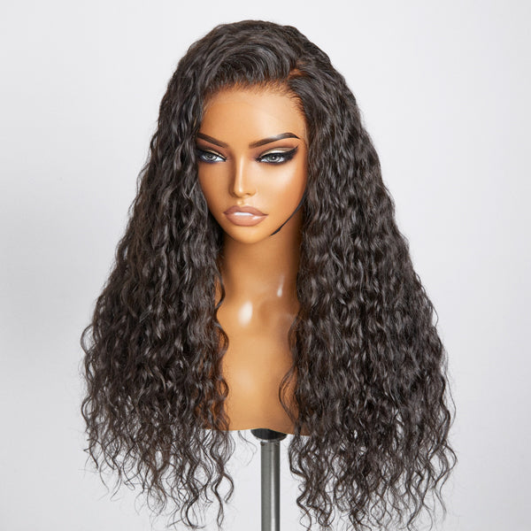Limited Restock | Natural Black Water Wave 13x4 HD Lace Front Free Part Glueless Wig 100% Human Hair - US Only
