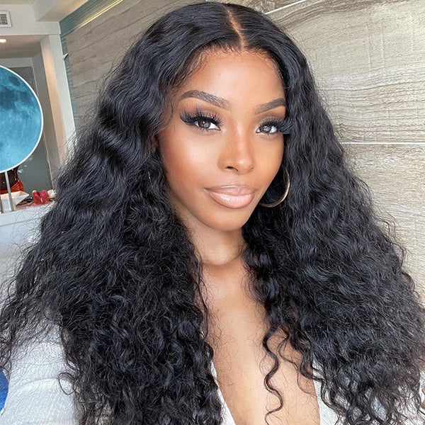 Limited Restock | Natural Black Water Wave 13x4 HD Lace Front Free Part Glueless Wig 100% Human Hair - US Only