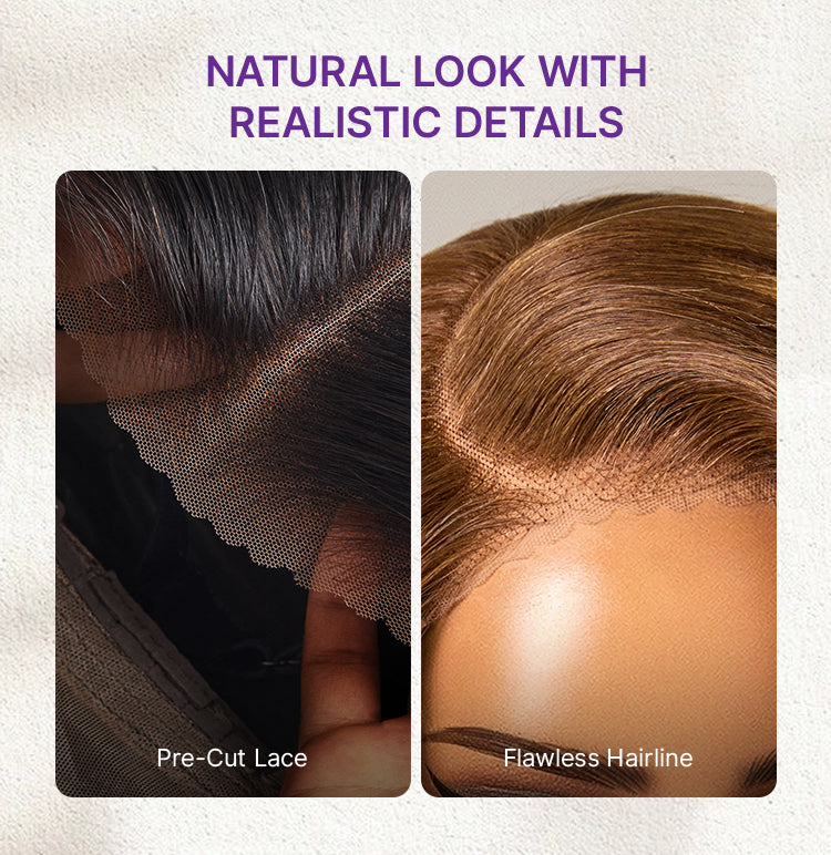 Limited Design | Toffee Brown Mix Blonde / Natural Black Layered Cut Glueless 5x5 Closure Lace Bob Wig-29