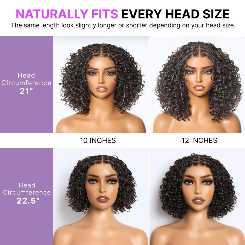 Readitress Boho Braids Deep Curly Glueless 5x5 Closure Lace with Braided Top Human Hair Wig Pre-Cut Lace