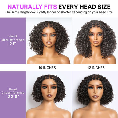 Readitress Boho Braids Deep Curly Glueless 5x5 Closure Lace with Braided Top Human Hair Wig Pre-Cut Lace