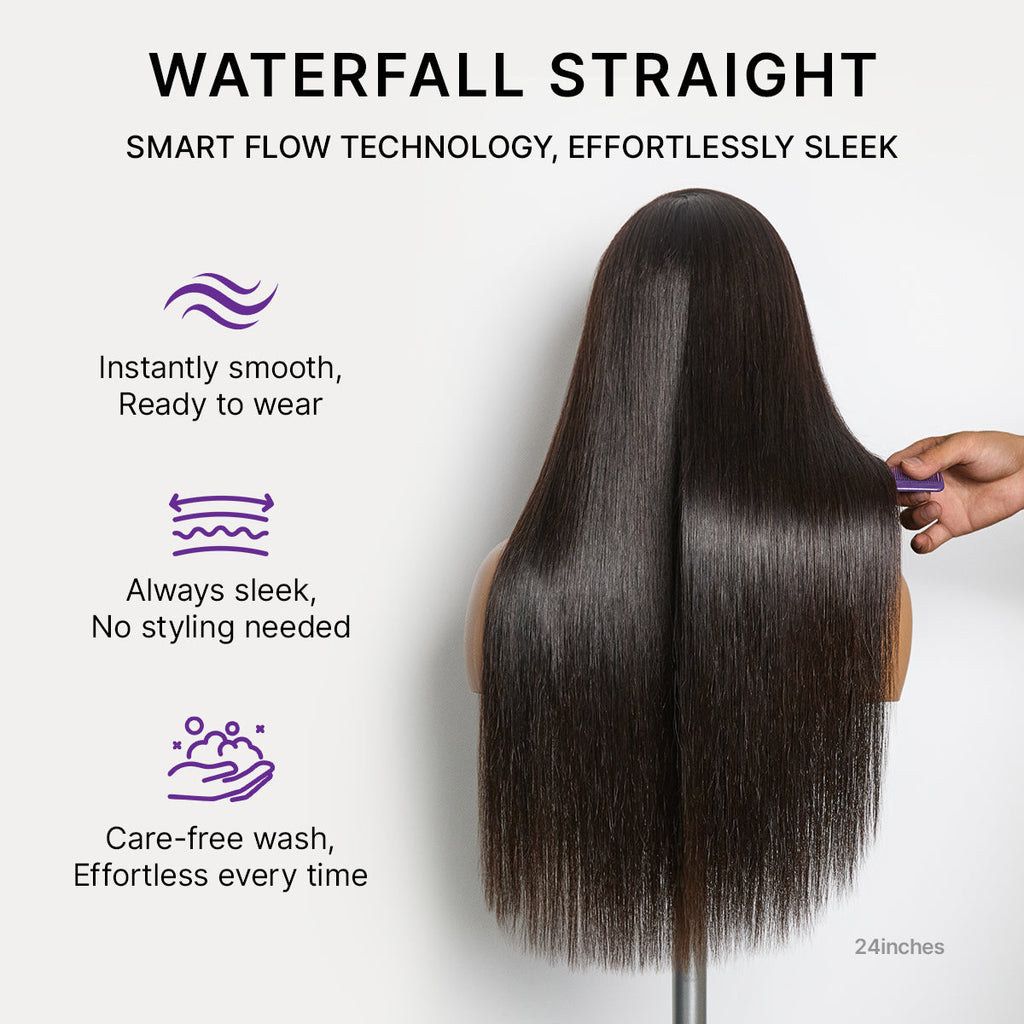 MyOwn-Fit PartingMax Glueless Personalized Comfort Wig 250% Density Bone Straight with Baby Hair 7x6 Closure HD Lace Wig Pre Cut & Plucked & Bleached Ready to Go