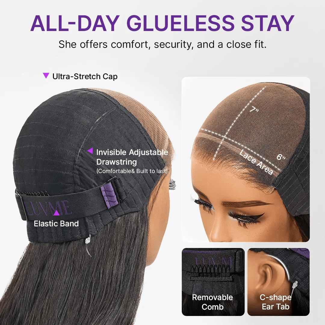 MyOwn-Fit PartingMax Glueless Personalized Comfort Wig 250% Density Bone Straight with Baby Hair 7x6 Closure HD Lace Wig Pre Cut & Plucked & Bleached Ready to Go