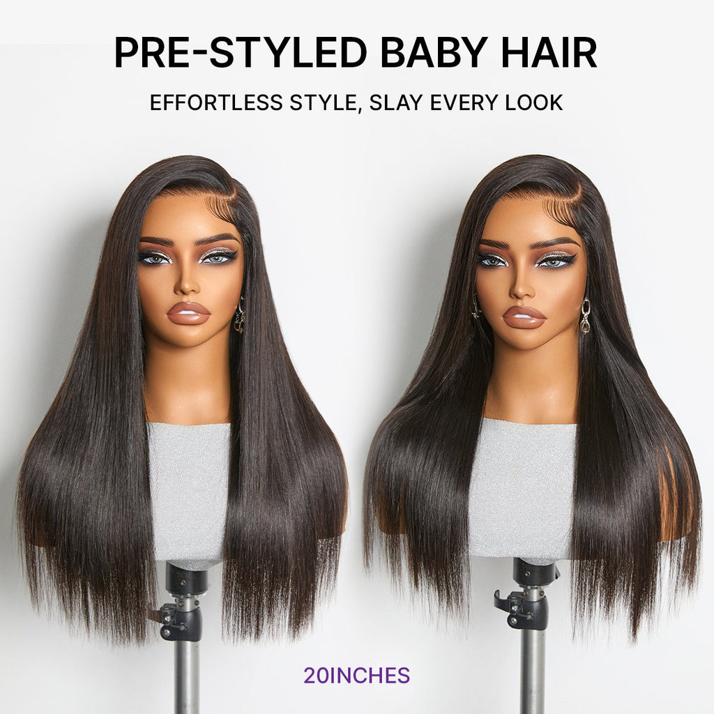 MyOwn-Fit PartingMax Glueless Personalized Comfort Wig 250% Density Bone Straight with Baby Hair 7x6 Closure HD Lace Wig Pre Cut & Plucked & Bleached Ready to Go