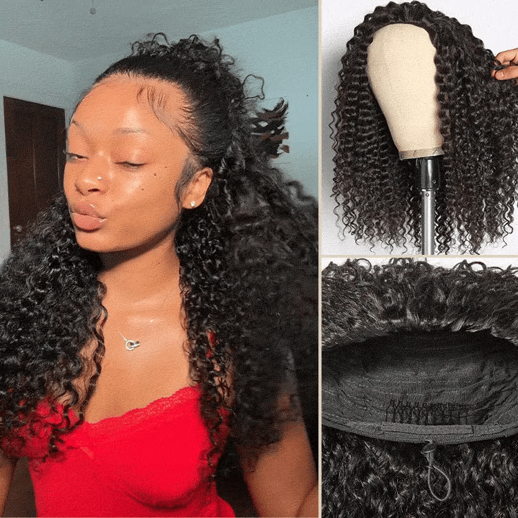 Halo Hair Style Too Easy Texture Half Wig 180% Density Fluffy Curly Glueless Flexi-Fit Drawstring Water Wave Wig