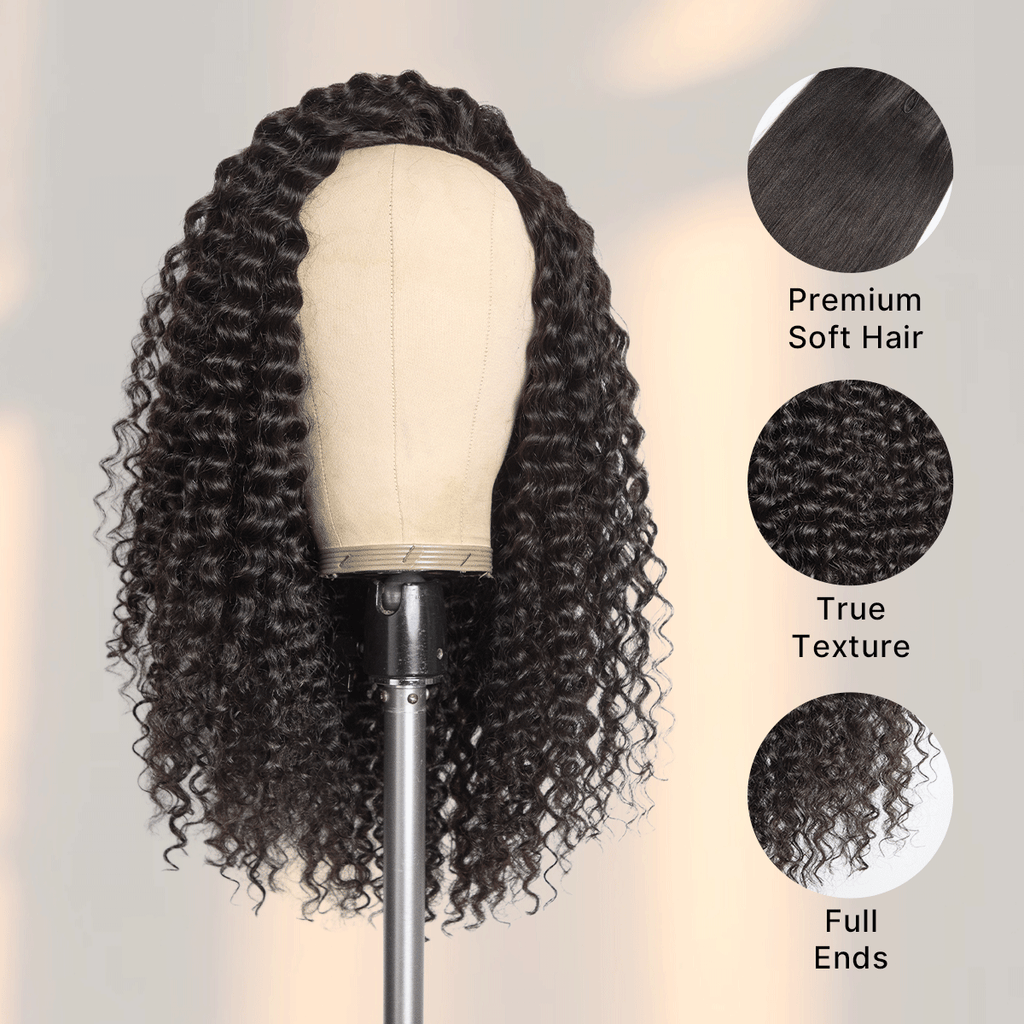 Halo Hair Style Too Easy Texture Half Wig 180% Density Fluffy Curly Glueless Flexi-Fit Drawstring Water Wave Wig