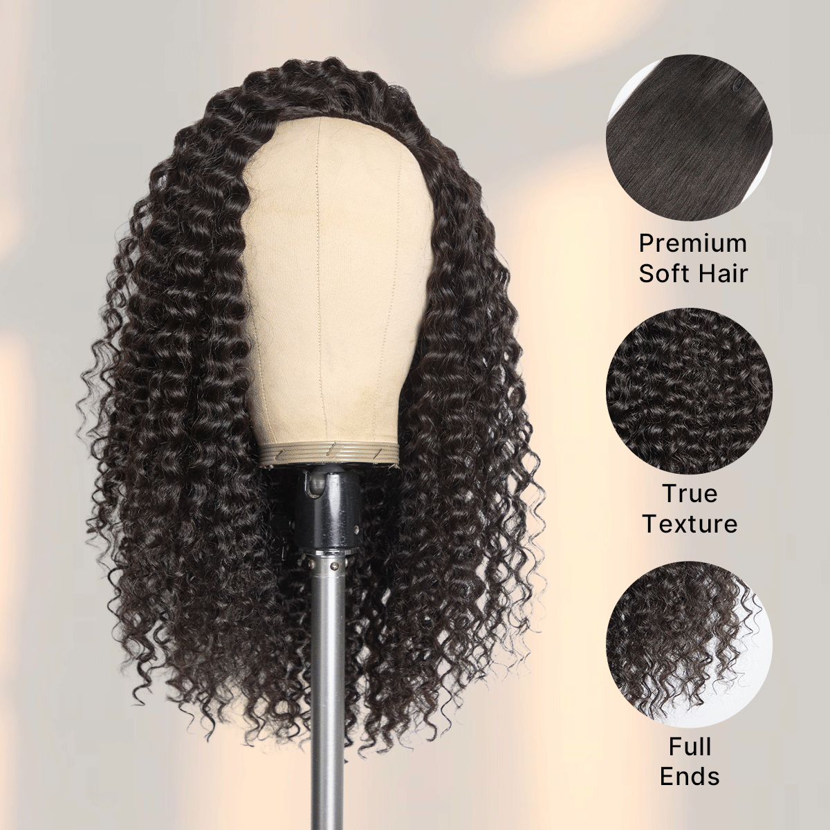 Halo Hair Style Too Easy Texture Half Wig 180% Density Fluffy Curly Glueless Flexi-Fit Drawstring Water Wave Wig